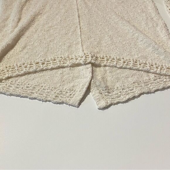 Lucky Brand Cream Mixed Weave Chunky Knit BOHO Pullover V Neck Sweater Size M - Picture 9 of 12